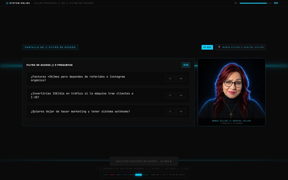 Pantalla 6: Filtro de 3 preguntas