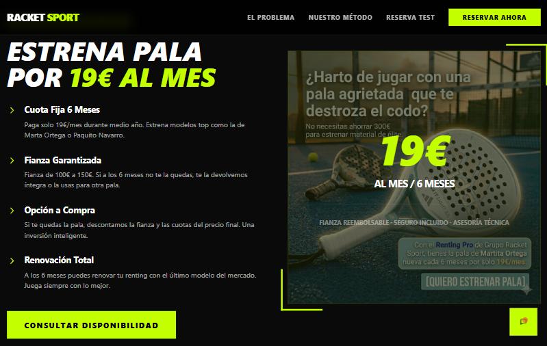 Renting de palas a 19 € al mes