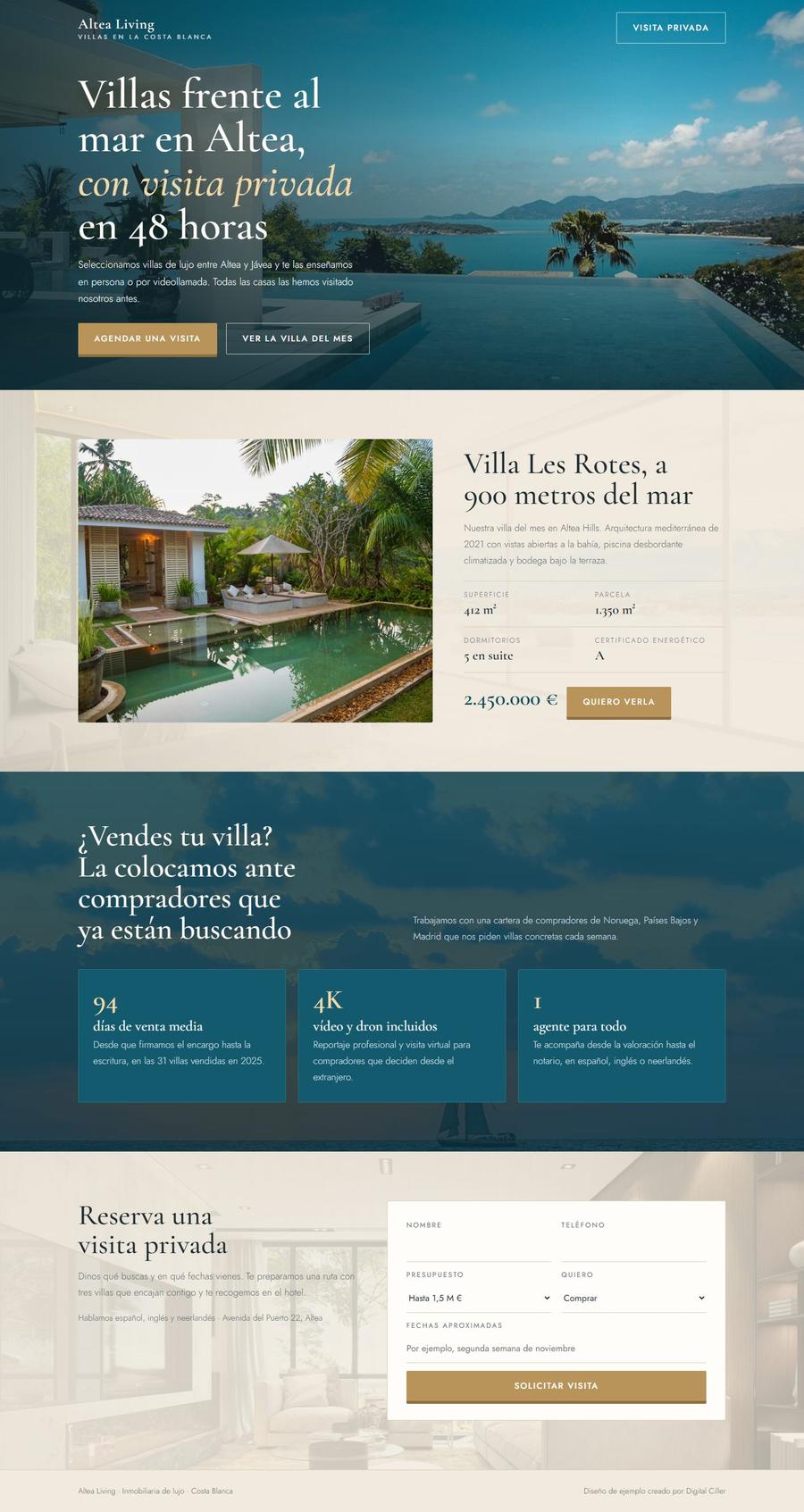 Página de Altea Living Villas