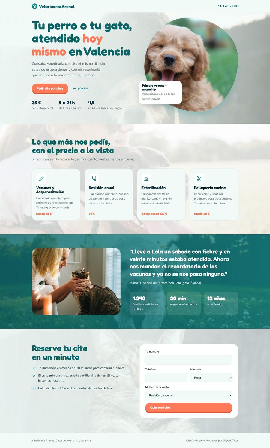 Página de Veterinaria Arenal