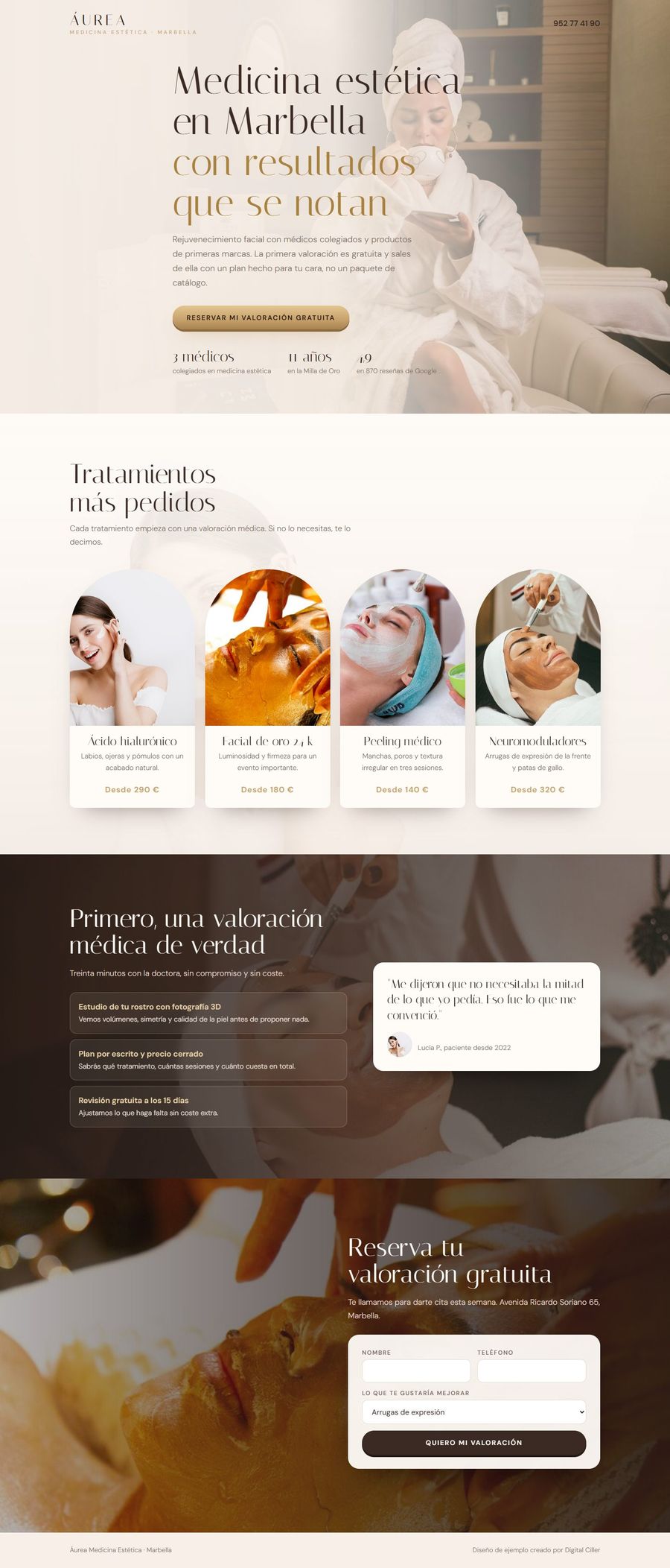 Página de Áurea Medicina Estética