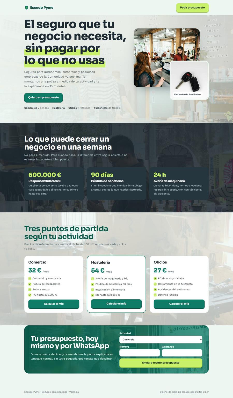 Página de Escudo Pyme Seguros