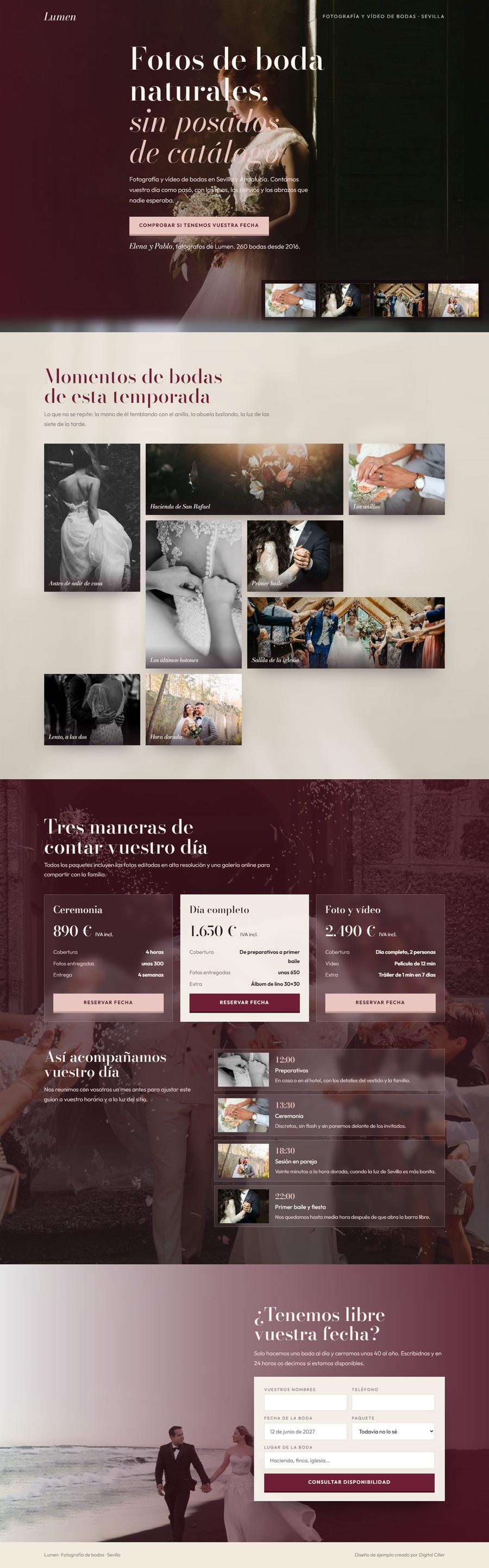 Página de Lumen Fotografía de Bodas