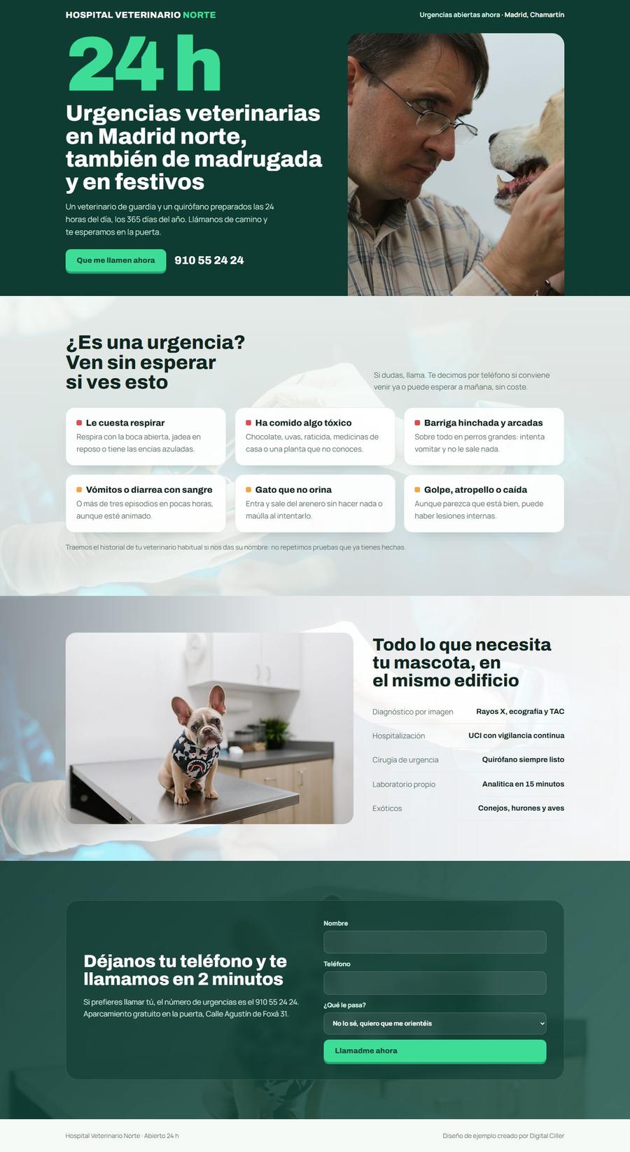 Página de Hospital Veterinario Norte
