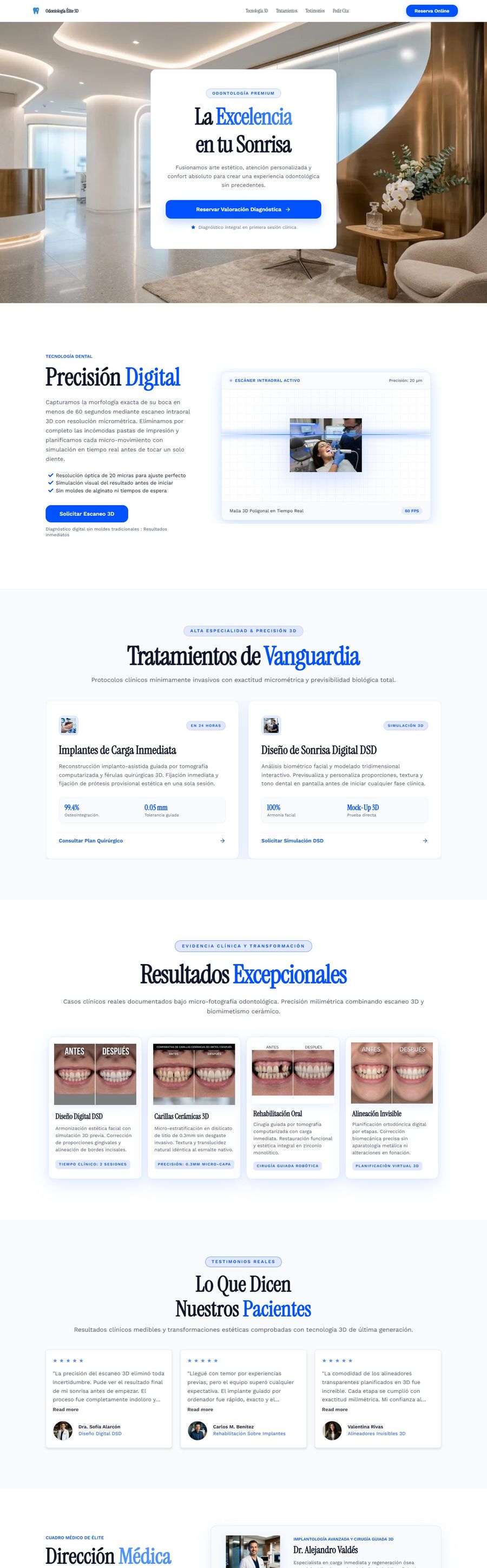 Página de Odontología Élite 3D